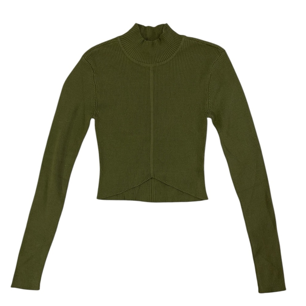 Garage Olive Green Fitted Crop Long Sleeve Tee